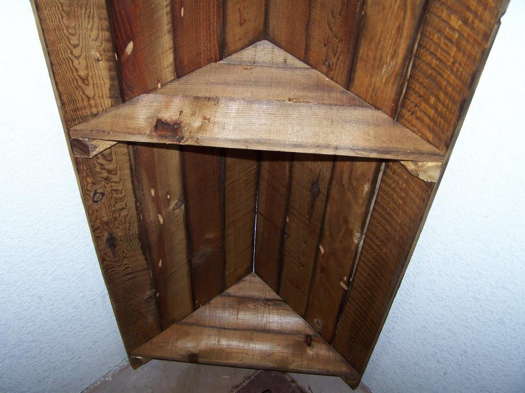 Homemade corner wooden shelf