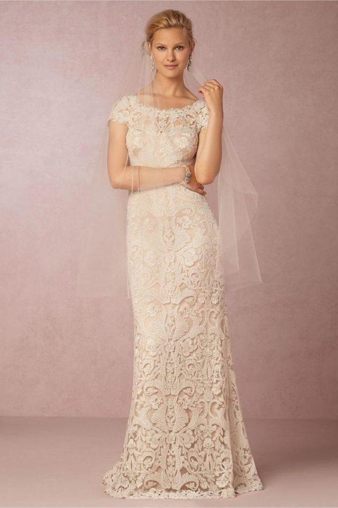 straight wedding dresses with lace