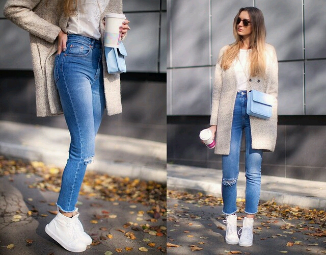модные женские рваные джинсы