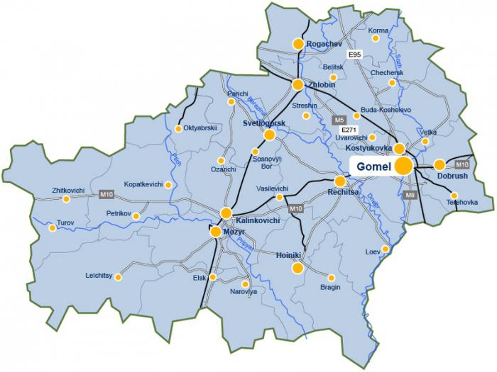карта гомельской области