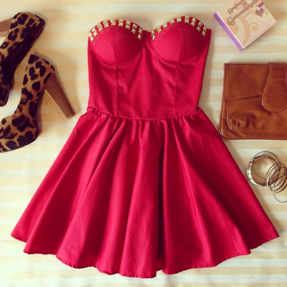 red dress bustier