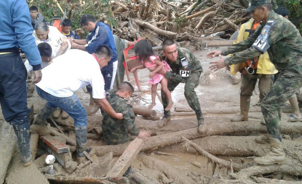 Rescuers try to help victims after an emergency