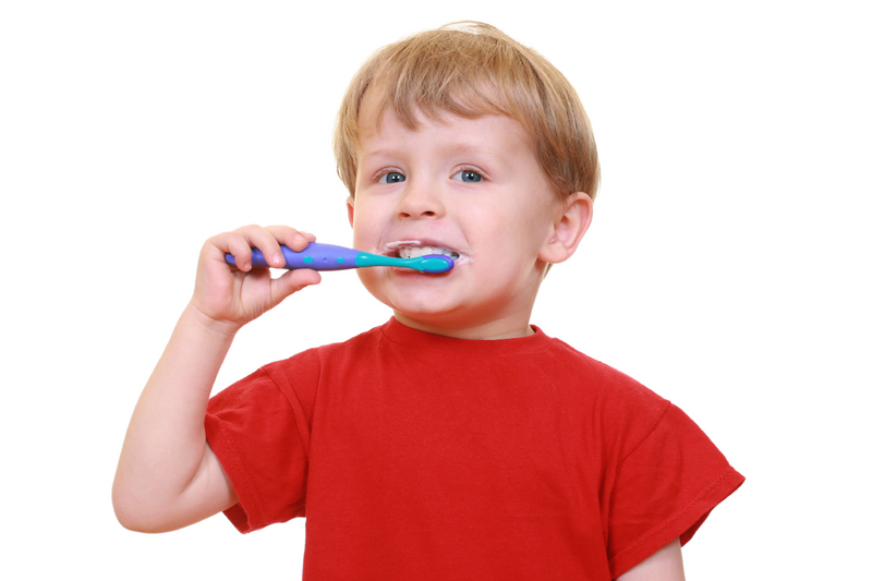 Brushing his teeth