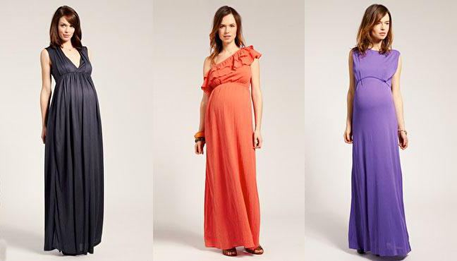 styles of long dresses for pregnant women