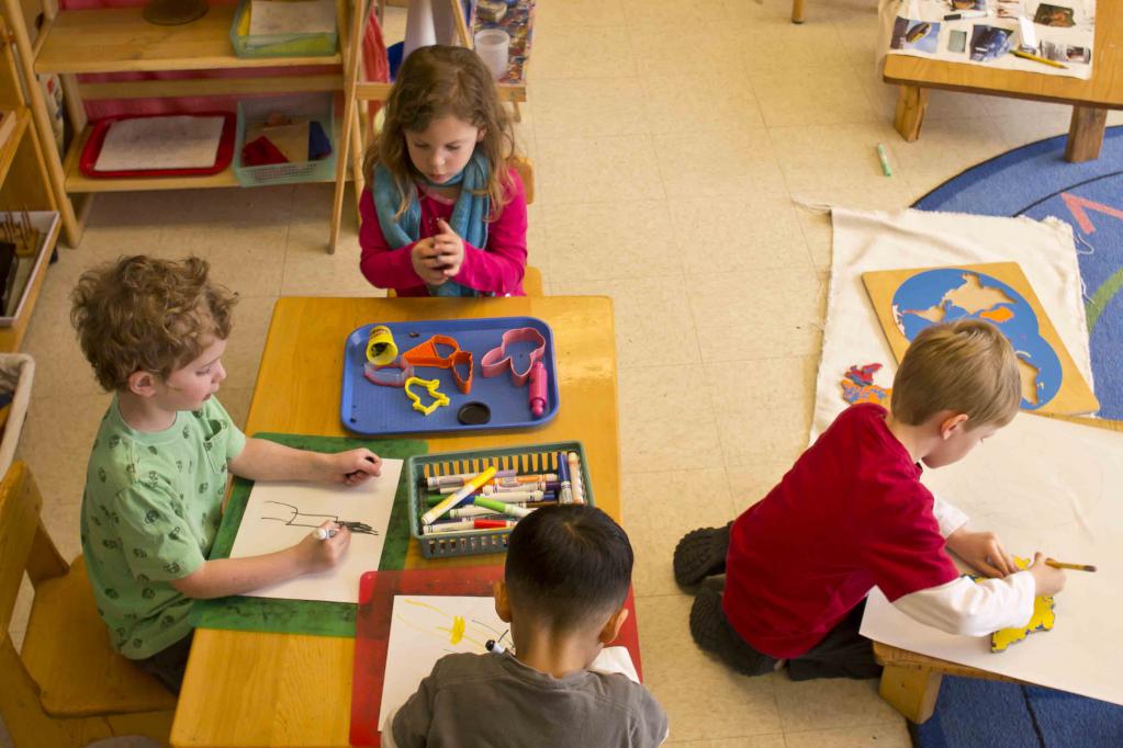 children are engaged in the Montessori method