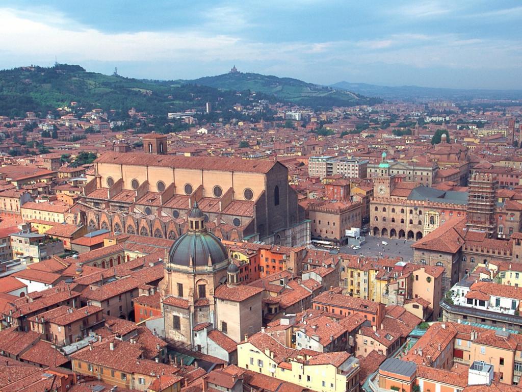 top view of the city of Bologna