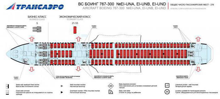 Боинг 767 300 схема расположения кресел