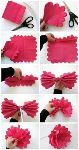 how to make pompom from paper napkins