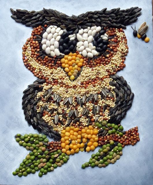 owl made from grains