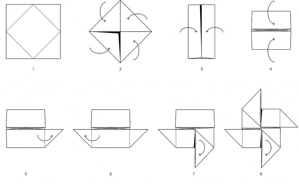 схема складывания методом оригами