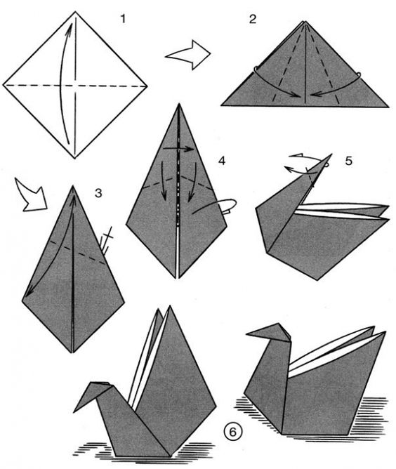 оригами лебедя