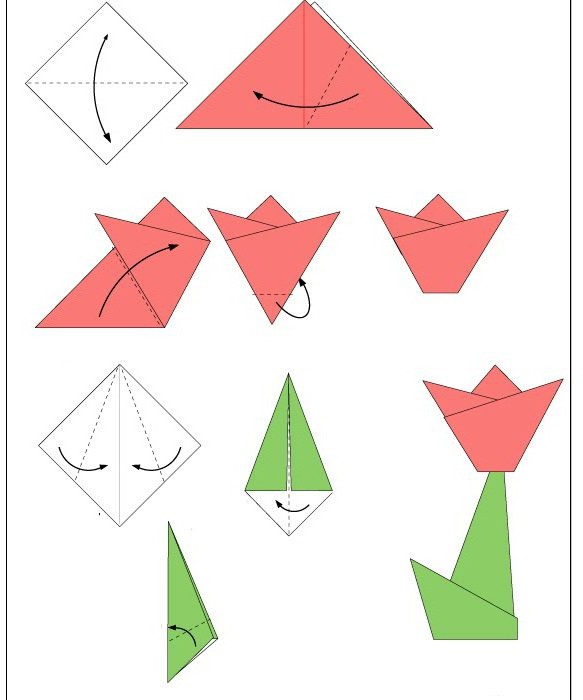 как сделать оригами тюльпана