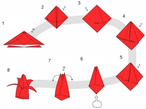 Схема оригами тюльпана