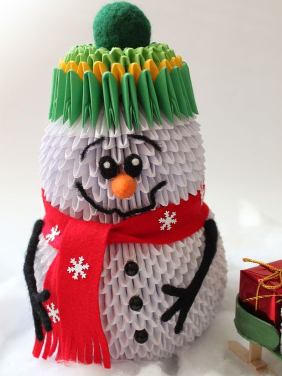 снеговик в шапке с помпоном