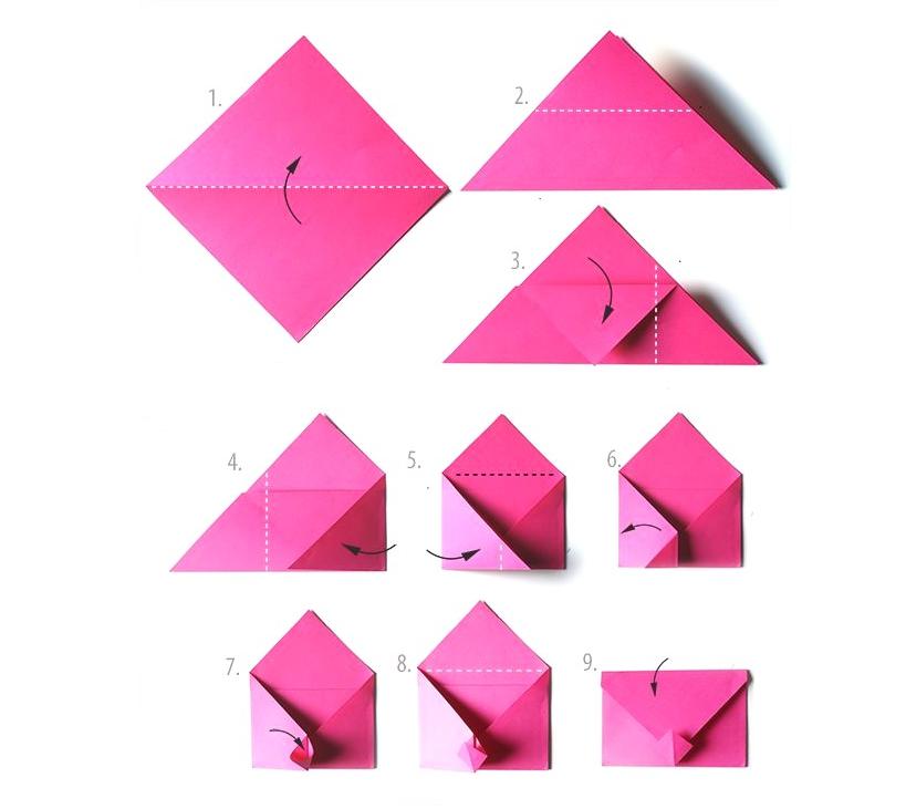 схема оригами конверта