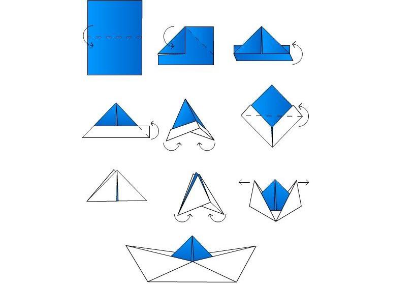 origami boat diagram