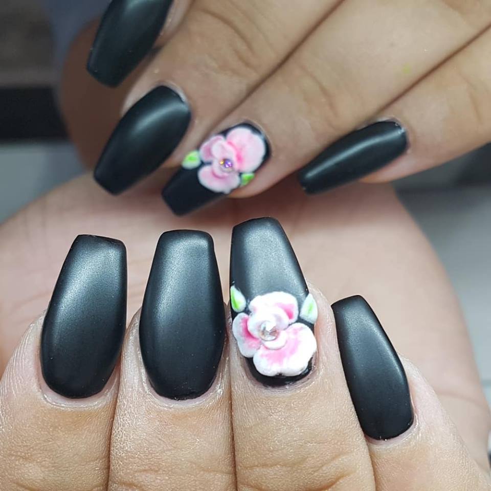 bright flower on matte black