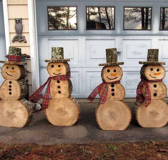 wooden snowmen