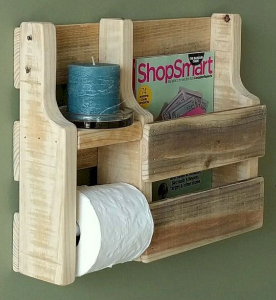 Wooden shelf with paper holder