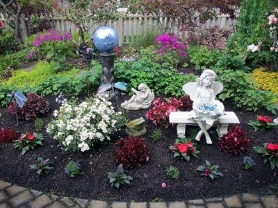 decoration of garden plots with flowers