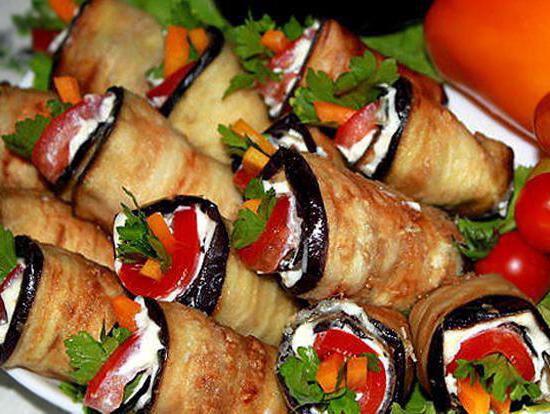 salads and snacks on the festive table