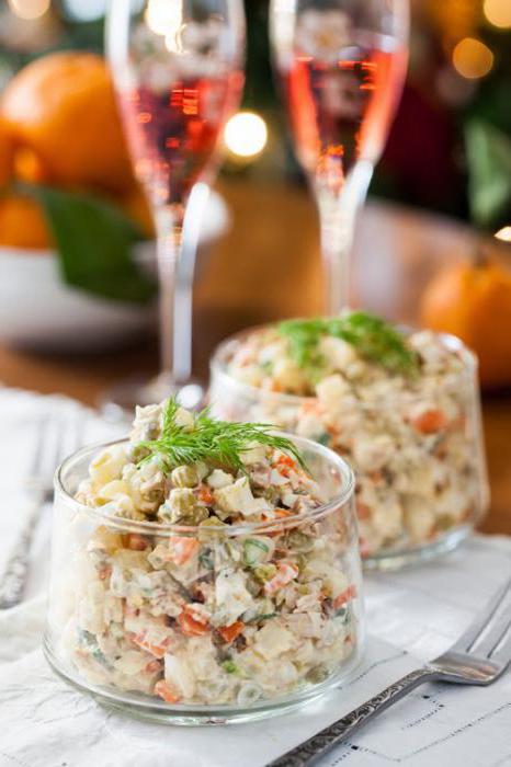 Olivier salad with tongue