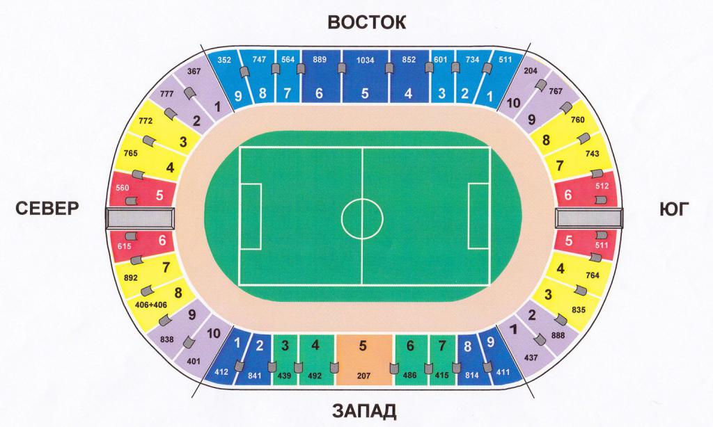 Схема Центрального стадиона Казани