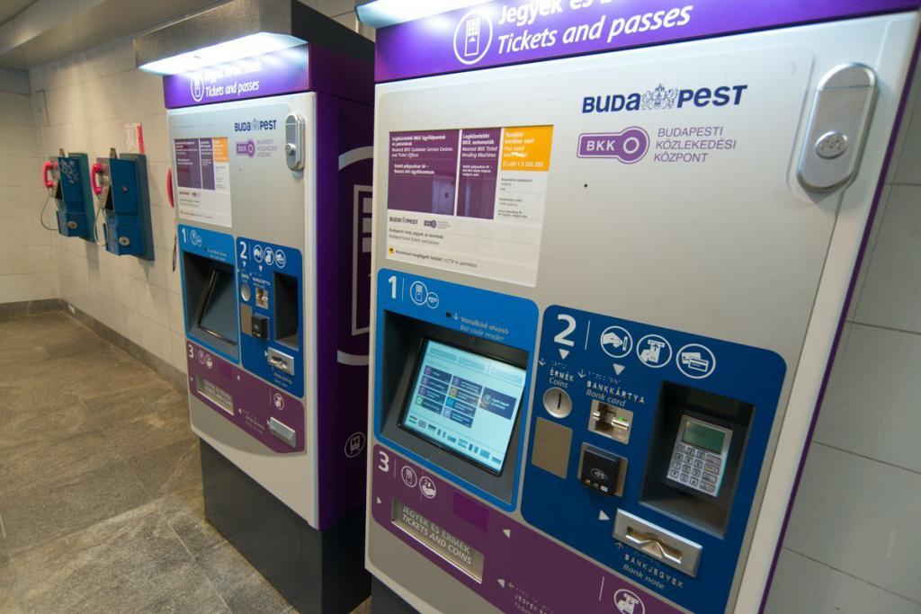 Automatic machines for buying tickets in the Budapest metro