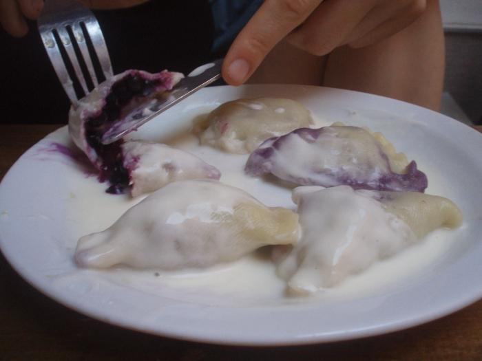 Tasty dumplings with blueberries