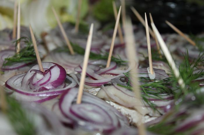 Canapes with Skewered Herring