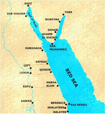 Карта красного моря египет