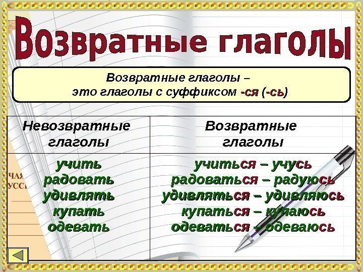 Примеры глаголов 