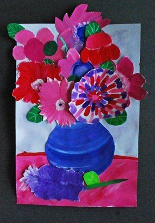 Красивые цветы с элементами аппликации старшая группа. Ваза с цветами из цветной бумаги. Аппликация цветы в вазе. Аппликация ваза с цветами. Поделка цветы в вазе.