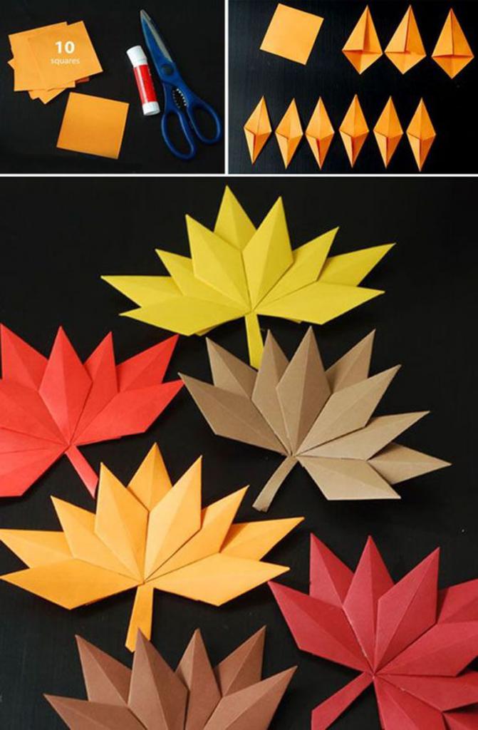 модульное оригами кленовый лист