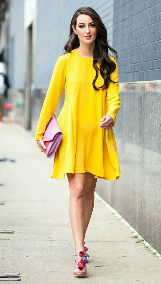 повседневное желтое платье