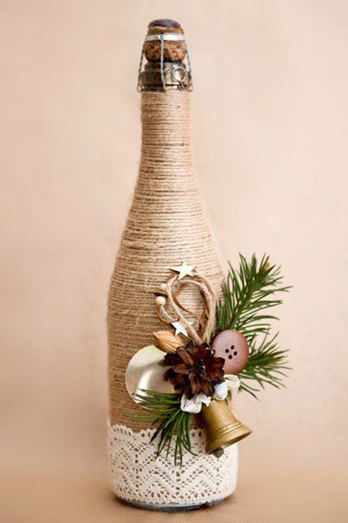 decorate a bottle of champagne with your own hands