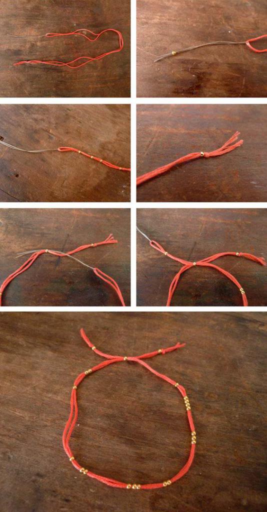 Как сделать браслет из красной нити своими руками с фото пошаговое