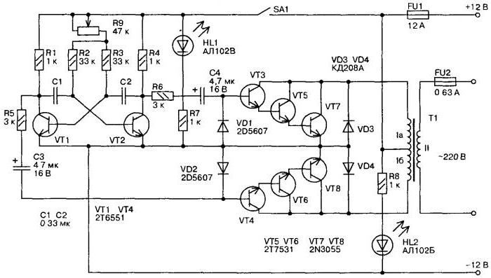 Преобразователь с 12 на 220 чистый синус своими руками схема