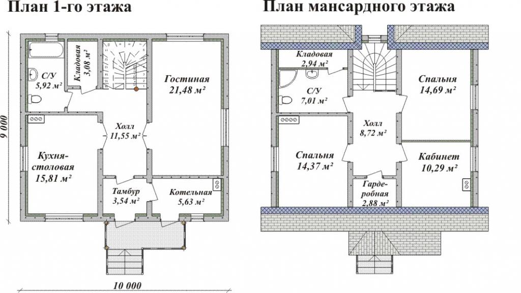 Одноэтажный дом с мансардой