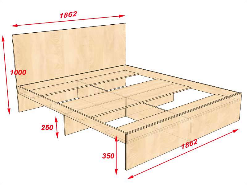 Double bed with steel frame