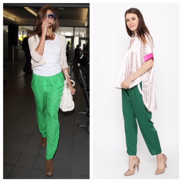 Образы с зелеными брюками женские фото