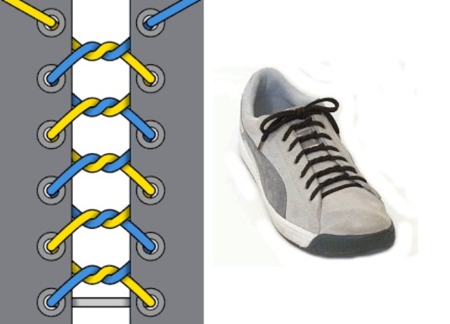 разные способы завязывания шнурков