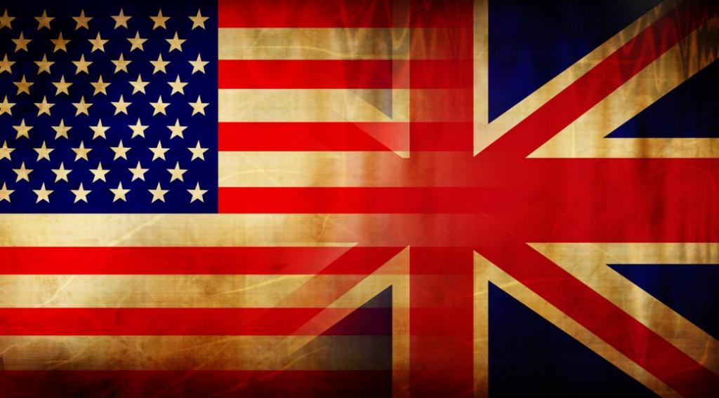 американский и британский флаги