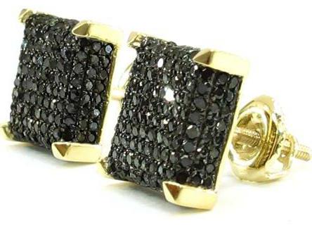 gold earrings with black stone