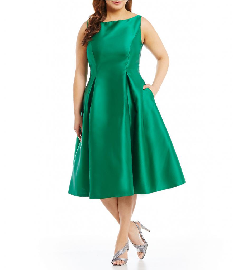 Зеленое платье для полных