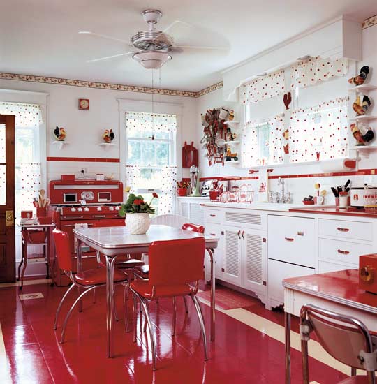 Дизайн стен к красной кухне