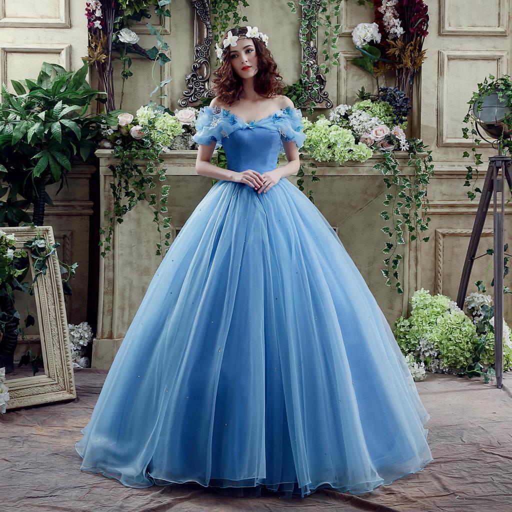 Нежное голубое платье для венчания