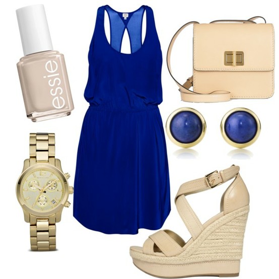 Аутфит с синим платьем