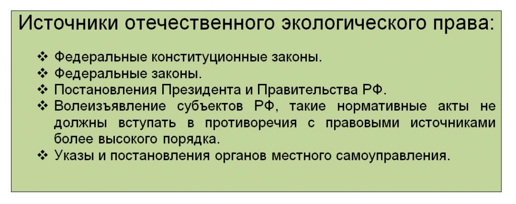 Источники экологического права РФ