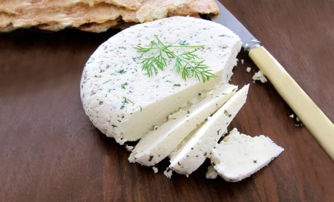 homemade cheese with herbs